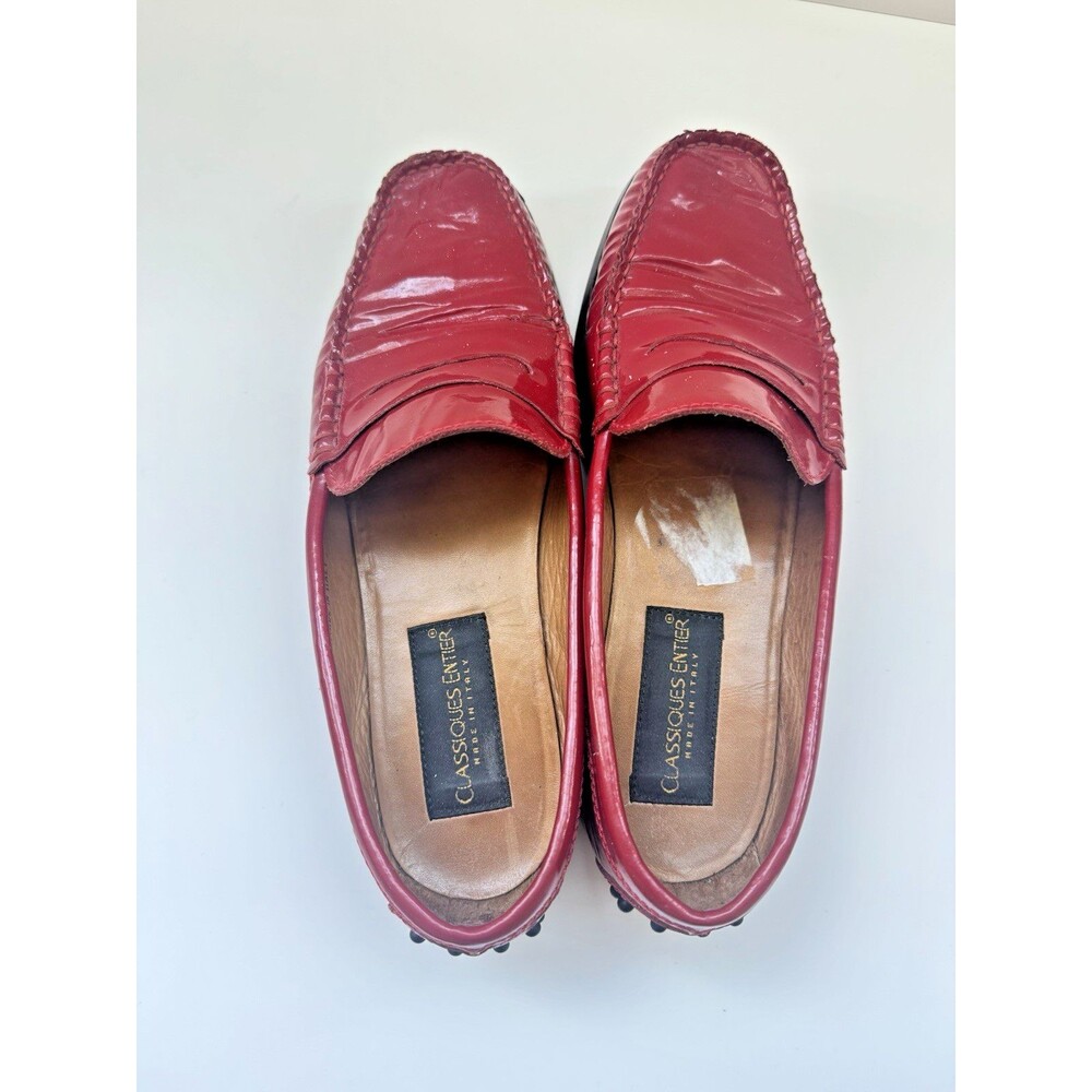 Women's Classiques Entier Red Leather Loafers Rubber Sole Size 7.5 Made in Italy